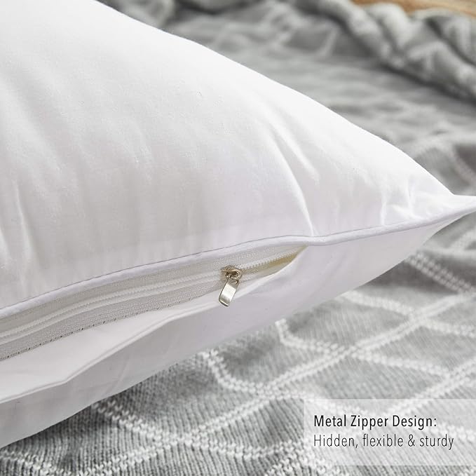 Oubonun 16 x 16 Throw Pillow Inserts Set of 2-100% Cotton Cover - White Couch Bed Decorative Pillow Pair