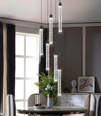 Modern Crystal Pendants Lighting Mini Chandelier for Kitchen Island LED Dimmable Ceiling Handing Lighting Adjustable Flush Mount Ceiling Light for Dining Room Hallway