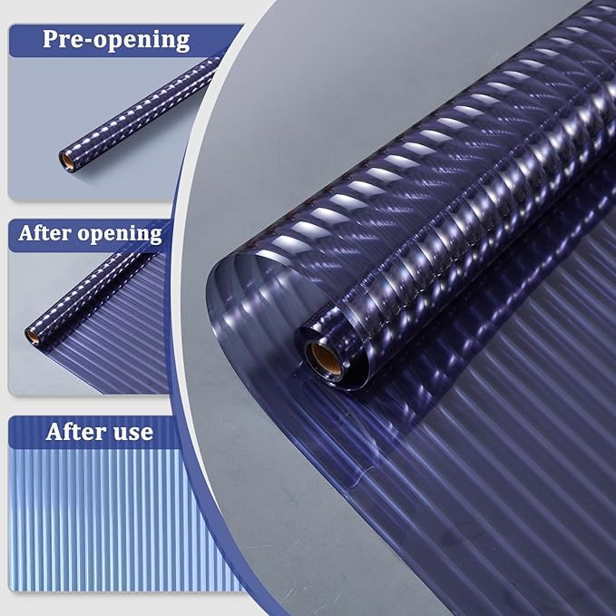 Beautyhero Window Privacy Film, Frosted Reeded Glass Cling, 3D Decorative Coverings with UV Blocking, Adhesive Stickers for Bathroom Doors Cabinet