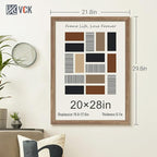 VCK 20x28 Picture Frame 3 Pack - Brown Walnut, Natural Textured Solid Wood Picture Poster Frame, Wall Gallery Frame