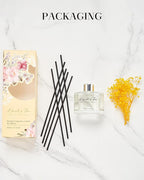 M&SENSE Reed Diffuser Set with 7 Sticks | 7.0oz Fresh Neroli & Tea Scent, Home Flame Free Fragrance Diffuser for Bathroom Office Hotel Shelf, Long Lasting Floral Diffuser with Baby's Breath Flower