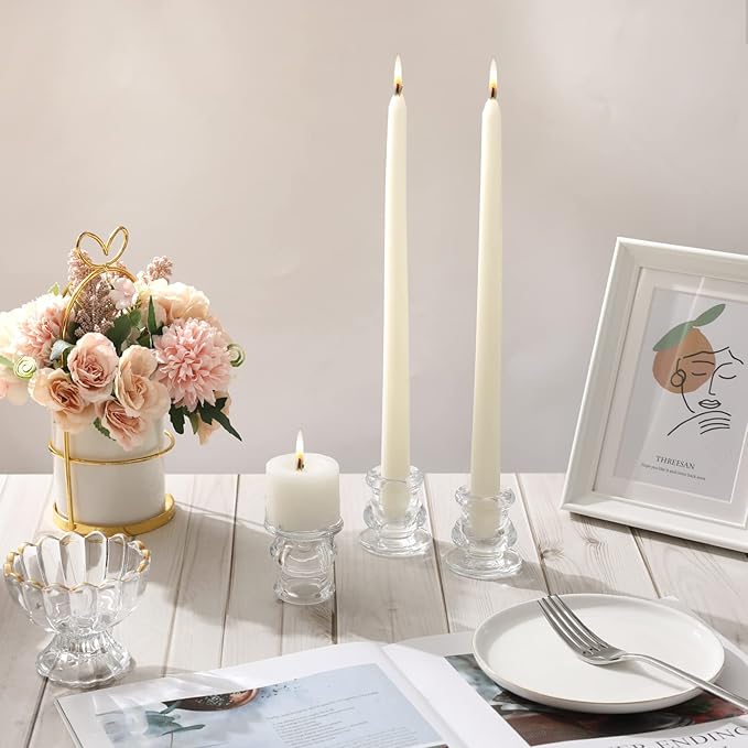 IYOUYA Clear Glass Candlestick Holders 24PCS, 2.1" H Taper Candle Holders Bulk for Pillar Candles, Taper Candles, Glass Candle Holders for Wedding, Party&Festival