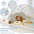 Twin Bed Tent for Kids, Twin Size Bed Canopy with Star Lights, Privacy Space Blackout Sleeping Tents, Indoor Breathable Portable Toddler Bed Tent for Boys and Girls, Dinosaur