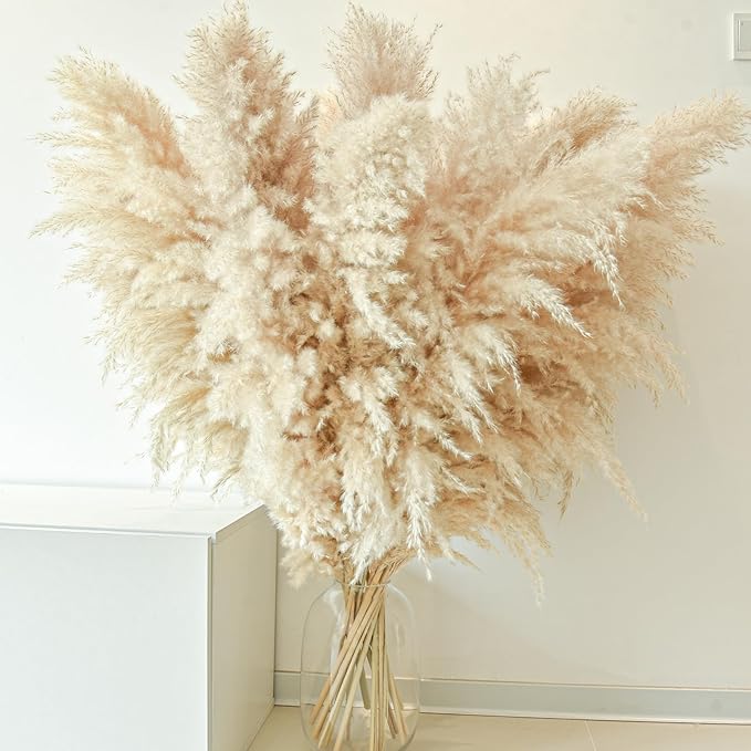 40" 11 PCS Dried Pampas Grass Decor Tall,Large Natural Beige pompas Grass,Tall Pampas Grass for Floor Vase,Wedding,Party,Farmhouse,Boho Home Decor,and Creating a Bohemian Ambiance