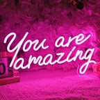 SYLHOME Pink You Are Amazing Led Neon Light Sign Girls Bedroom Kids Room Wall Decor Sign Wedding Birthday Christmas Graduation Party Sign Student Gifts USB 15.75" X 8.94"