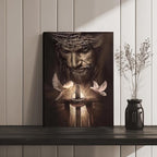Fantasy Artists Framed Jesus Christ Canvas Wall Art The Cross and Peace Dove Christian Painting Prints Biblical Wall Decor Religious Room Decor for Church Prayer Room Schools Hospitals 12" x 16"