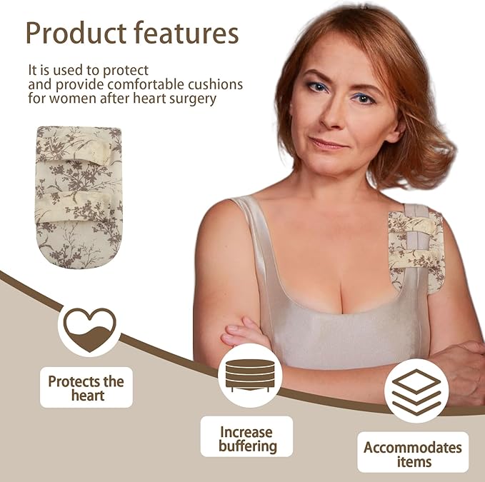 Pacemaker Pillow Post Surgery Bra Strap Pad Protector for Bra Chemo Port Chest Protector Bra Strap Pads Pacemaker Heart Surgery Recovery Support Cushion for Women and Men(2 Pack) Multicolor