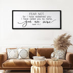 Fear Not for I Have Redeemed You Sign Framed Wall Art, 32''×12'' Rustic Religious Christian Isaiah 43:1 Bible Verse Sign, Horizontal Holy Inspirational Catholic Scripture Decor