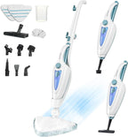 12-in-1 Steam Mop, Fast 15-Sec Heat-Up, 1500W Detachable Handheld Steam Cleaner with 2 Dirt Grip Pads, Removes 99.99% Stubborn Stains for Hardwood Floors, Windows, Tiles, Furniture, Pearl Teal