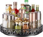 10" Lazy Susan Organizer Turntable,360 Rotating Spice Rack Lazy Susan for Cabinet Dining Table Top Countertop Pantry Kitchen Cupboard Vanity Bathroom Refrigerator Black
