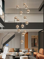 Staircase Chandelier Crystal Ceiling Lights Large Chandeliers for High Ceilings Crystal Raindrop Chandelier High Ceiling Light for Living Room Stair Entryway Hallway Foyer