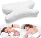 Side Sleeper Pillow Anti Wrinkle Aging Pillow Gel Shredded Memory Foam for Neck Pain Relief Pillow for Sleeping Side Back Stomach Sleeper Pillows (Regular White Style)