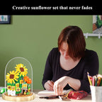 Sunflower Flower Bouquet Building Toy Mini Bricks Flowers Set Adult Botanical Collection Friends Set DIY Plants Bonsai Tree Valentine's Christmas New Year Birthday for Women