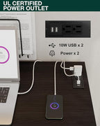 Frylr Small Folding Computer Desk – 55.1 Inch Portable Table for Craft and Study, Lightweight Desk for Small Spaces, Foldable Laptop Table Built-in AC/USB Outlets for Convenience, Charcoal Wenge