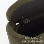 ROCTY Green Boucle Storage Bench - 50" Sherpa End of Bed Ottoman with Seating and Storage for Bedroom, Entryway, Living Room, Vanity or Makeup Room - Teddy Fabric