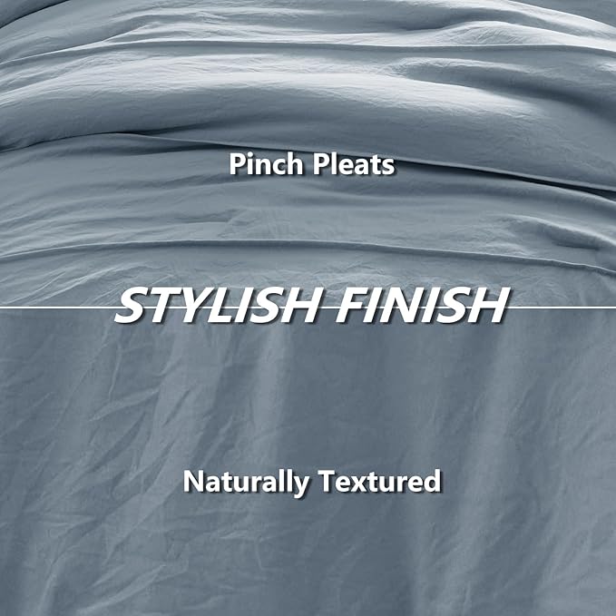 CozyLux Full Size Comforter Set Grayish Blue, 7 Pieces Soft Pinch Pleat Bed in a Bag Full Comforter Set with Sheets, Boho Bed Set with Down Alternative Comforter, Sheets, Pillowcases & Shams