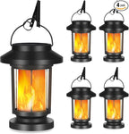 Derynome Solar Lantern Outdoor Lights, 4 Pack Upgraded Flickering Flameless Solar Lights Outdoor Waterproof, Hanging Decorative Lanterns for Yard Patio Path Garden Decor (4)