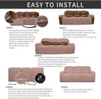 Easy-Going 8 Pieces Recliner Sofa Stretch Sofa Slipcover Sofa Cover Furniture Protector Couch Soft with Elastic Bottom Kids, Spandex Jacquard Fabric Small Checks Pink