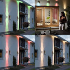 rosykite RF Remote Control RGB Colour Changing Lighting LED Double Up and Down Outdoor Wall Light,White Temperature 2700k- 6500k RGB+CCT Exterior Wall Lighting (2 Pack)