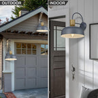 Outdoor Barn Light Gooseneck Barn Light, Farmhouse Exterior Wall Mount Light Vintage Wall Lighting Fixture Industrial Sconce Lantern for Porch, Entryway, Garage, Blue, 1 Pack