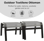 Patio Ottomans Outdoor Foot Rest Aluminum Patio Footstool Samll Seat Wicker Furniture Patio Ottoman 2 Pieces Grey