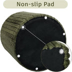 Modern Round Ottoman 2Pcs, Braided-Tufted Foot Stool Ottoman, Velvet Upholstered Vanity Stool for Makeup, Bedroom, Living Room, Dark Green