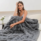 UKELER Soft Faux Fur Throw Blanket 50''x60'' Solid Reversible Shaggy Blanket Plush Thick Fluffy Blankets Throws for Bed, Couch, Sofa, Office, Camping Dark Grey