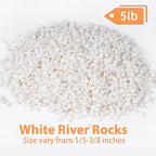 5 lbs White Aquarium Gravel, 1/5 Inch White Rocks for Plants, Small Pebbles for Vases, Succulents, Bamboo, Natural Decorative Pebbles for Plants Drainage, Cactus, Crafts