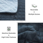 Exclusivo Mezcla Reversible California King Size Quilt Bedding Set with Pillow Shams, Lightweight Quilts Cal King Size, Soft Bedspreads Bed Coverlets for All Seasons - (Navy Blue, 112"x104")