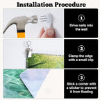 BSFHH Nature Tapestry Forest Tree Sea Cave Wall Hanging, Stream Through Rainforest Landscape Wall Art Tapestry for Bedroom Living room (Lake View, 79"×59", Unframed)