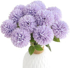 Floroom 12pcs Lilac Faux Silk Mums Artificial Flowers Bulk Fake Chrysanthemums with Stems for DIY Wedding Table Centerpieces Floral Arrangements Vase Fillers Home Decorations