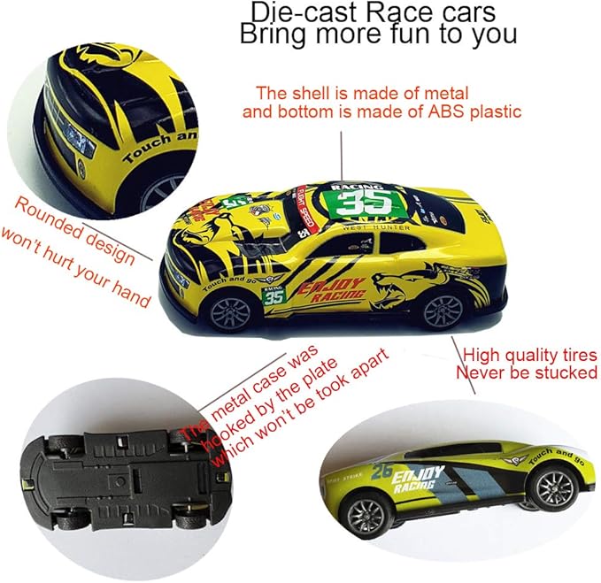 Pull Back Racing Cars Die cast Race Car Vehicles,3 Inch Metal Friction Powered Car Toys for Toddlers, Set of 5 (Racing Cars)