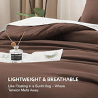 Litanika Brown Comforter Set King Size, 3 Pieces Lightweight Solid Bedding Comforter Set, All Season Fluffy Bed Set (104x90In Comforter & 2 Pillowcases)