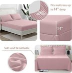 JOLLYVOGUE Full Comforter Set, Ultra-Soft Bed in a Bag Full Size 7 Pieces, Oeko-TEX Certified Bedding Set with Down Alternative Comforter, Sheets, Pillowcases & Shams, Camio Pink