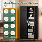 Letaya Black Storage Cabinet with Feets-Metal Home Kitchen Pantry Cabinets with Doors and Adjustable Shelves,Organization Locker for Cupboard/Bedroom/Dining/Living/Bathroom/Office/Garage Room (Black)