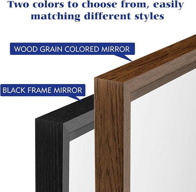 40x36 Inch Rectangle Bathroom Mirror, Walnut Wood Grain Framed, Anti-Rust & 4mm Tempered Glass, Horizontal/Vertical Hanging Vanity Mirror for Bathroom & Bedroom