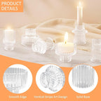 12 Pcs Glass Candlestick Holders Taper Candle Holders for Table Centerpieces, Wedding Decor and Dinner Party, Clear