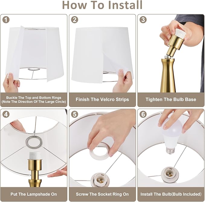 Seealle Modern Table Lamps Set of 2 - Touch Bedside Lamp for Nightstand with USB C+A,3-Way Dimmable Coppery Nightstand Lamps for Living Room Bedroom End Table with White Shade(Bulb Included)