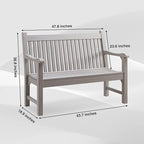 Psilvam Garden Bench, 2-Person Poly Lumber Patio Bench, All-Weather Outdoor Bench That Never Rot and Fade, Memorial Bench, Suit for Garden, Porch and Park(Grey)