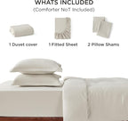 Bedsure California King Size Duvet Cover with Fitted Sheet - 4 Pieces Prewashed Cotton-Like Extra Soft Bedding Set, Includes 1 Duvet Cover 104x98 Inches, 2 Pillow Shams, 1 Fitted Sheet, Linen