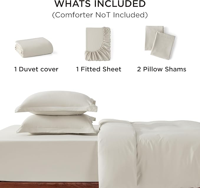 Bedsure Duvet Cover King Size with Fitted Sheet - 4 Pieces Prewashed Cotton-Like Extra Soft Bedding Set, Includes 1 Duvet Cover 104x90 Inches with Zipper Closure, 2 Pillow Shams, 1 Fitted Sheet, Linen