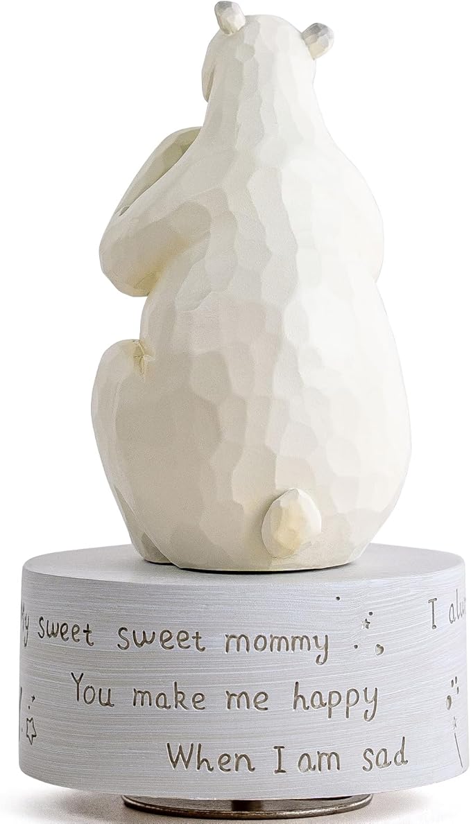 AIDLNS Birthday Gift for Mom from Daughter Son, Polar Bear Music Box for Mother, Mom and Daughter Son Figurine, Christmas Anniversary Presents for Mommy Play You are My Sunshine
