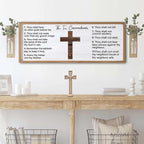 Ten Commandments Rustic Bible Verse Framed Wall Art 40" x 15" Natural Religious Christian Slogan Representing God Jesus Christ Prayer Vintage Holy Inspirational Catholic Scripture Decor