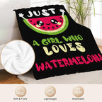 Watermelon Blanket for Girls Women Just A Girl Who Loves Watermelon Throw Blanket Lightweight Fuzzy Cozy Plush Flannel Fleece Blankets for Bed Decor 60"x80"