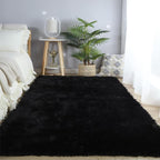 CAIYUECS Shag Area Rug,Indoor Ultra Soft Plush Rugs for Bedroom Living Room, Non-Skid Modern Nursery Faux Fur Rugs for Kids Room Home Decor (6x9 Feet, Black)