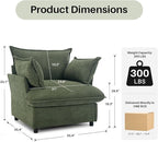 35.4" Wide Oversized Chenille Single Sofa Chair with 2 Pillows, Modern Upholstered Accent Chair Armchair for Livingroom Bedroom Apartment, Green