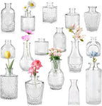 16pcs Glass Bud Vase, Small Vase for Flower, Clear Flower Vases for Centerpieces, Mini Vintage Vase in Bulk for Wedding Table Home Decoration