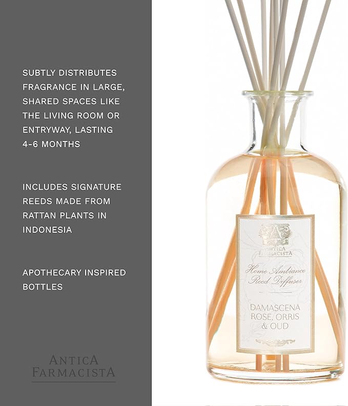 Antica Farmacista Home Ambiance Diffuser, Damascena Rose, Orris and Oud, 16.9 Fl Oz