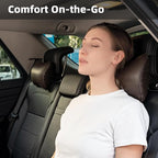 Car Neck Pillow, Car Headrest Pillow for Driving with 2.2" Rear View Blind Spot Mirrors, Memory Foam Car Pillow for Cervical Support, Vehicle Headrest Pillow for Car Seat, Brown