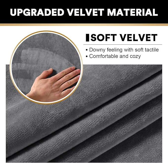 PrinceDeco Sectional Couch Covers Velvet Couch Cover for Dogs Washable L Shaped Couch Cover 1 Piece Individual Sectional Couch Covers with Elastic Bottom(Chaise Lounge,Grey)